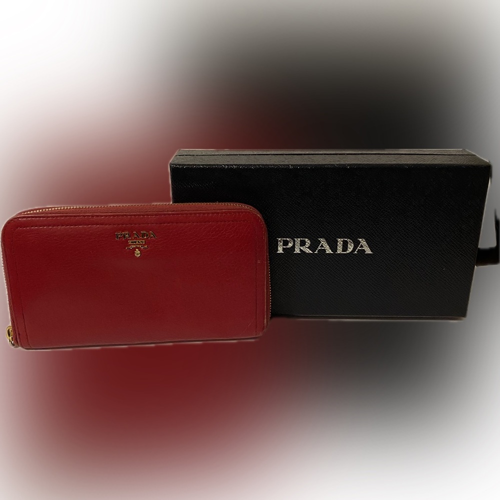 Prada Leather Zip Around Wallet